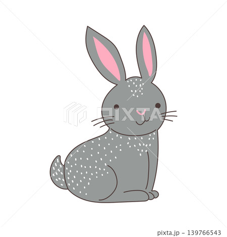 Cute domestic rabbit in flat design. Happy pet sitting, fluffy bunny. Vector illustration isolated. Cute domestic rabbit in flat design. Happy pet sitting, fluffy bunny. Vector illustration isolated. 139766543
