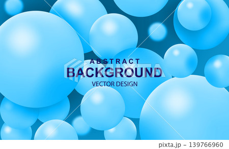 Abstract background with 3d blue balls. Dynamic flying colorful bubbles, futuristic composition with soft spheres or particles. Modern cover design, ads banner template. Realistic vector illustration Abstract background with 3d blue balls. Dynamic flying colorful bubbles, futuristic composition with soft spheres or particles. Modern cover design, ads banner template. Realistic vector illustration 139766960
