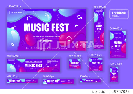Collection web banners different sizes for mobile and social networks, poster, shopping ads, marketing material. Bundle banners for product promotion, music fest, dj party, musical holiday. Collection web banners different sizes for mobile and social networks, poster, shopping ads, marketing material. Bundle banners for product promotion, music fest, dj party, musical holiday. 139767028
