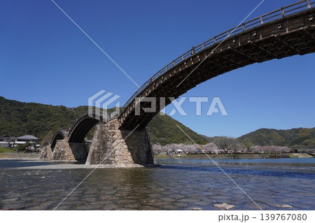春の岩国、桜シーズンの錦帯橋 春の岩国、桜シーズンの錦帯橋 139767080