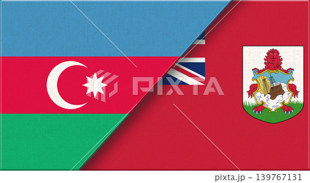 Double Flag of Azerbaijan and Bermuda on Fabric Texture. Double Flag of Azerbaijan and Bermuda on Fabric Texture. 139767131