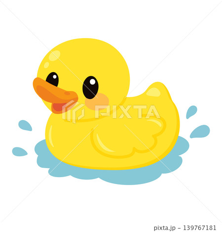 Cute Rubber Duck Floating In Water Cute Rubber Duck Floating In Water 139767181
