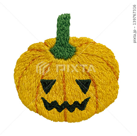 【ハロウィンのおばけカボチャ】手刺繍イラスト素材 139767316