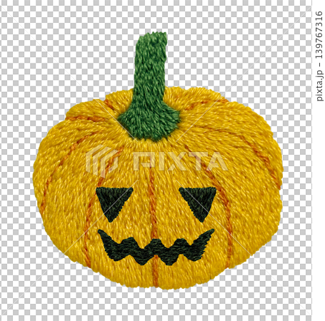 【ハロウィンのおばけカボチャ】手刺繍イラスト素材 139767316