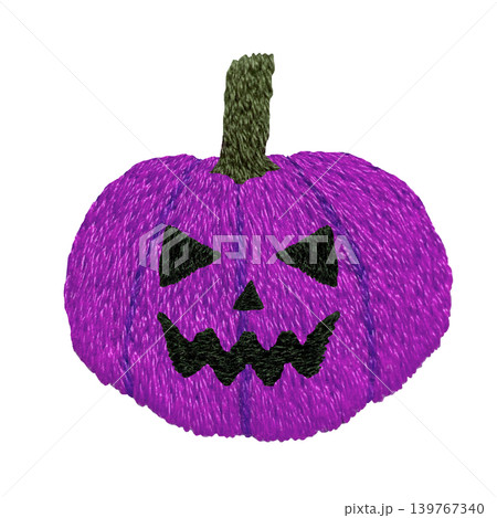 【ハロウィンのおばけカボチャ】手刺繍イラスト素材 139767340