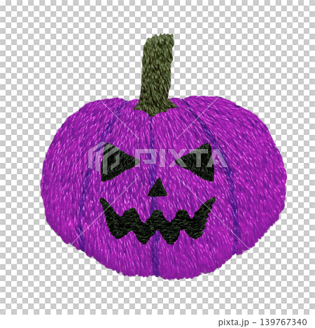 【ハロウィンのおばけカボチャ】手刺繍イラスト素材 139767340