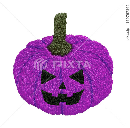 【ハロウィンのおばけカボチャ】手刺繍イラスト素材 【ハロウィンのおばけカボチャ】手刺繍イラスト素材 139767362