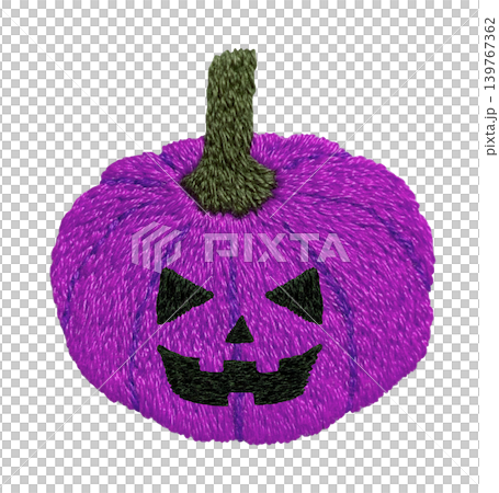 【ハロウィンのおばけカボチャ】手刺繍イラスト素材 【ハロウィンのおばけカボチャ】手刺繍イラスト素材 139767362