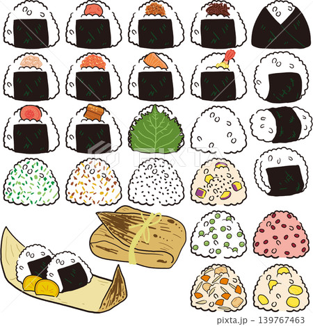 手描き風おにぎりの具材セット 手描き風おにぎりの具材セット 139767463