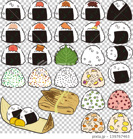 手描き風おにぎりの具材セット 手描き風おにぎりの具材セット 139767463