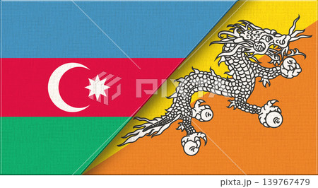Double Flag of Azerbaijan and Bhutan on Fabric Texture Double Flag of Azerbaijan and Bhutan on Fabric Texture 139767479