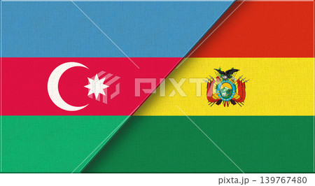 3D illustration. Azerbaijani and Bolivian flags. Azerbaijan - Bolivia relations 139767480