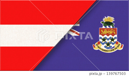 Double Flag of Austria and Cayman Islands. 3D illustration. Two Flags Together Double Flag of Austria and Cayman Islands. 3D illustration. Two Flags Together 139767503