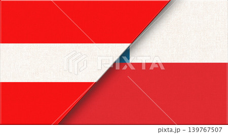 Double Flag of Austria and Chile. Austrian and Chilean National flags Double Flag of Austria and Chile. Austrian and Chilean National flags 139767507