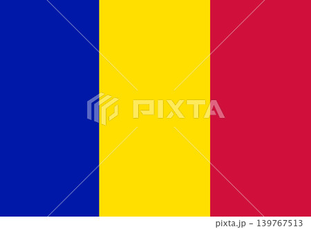 Civil national flag of Andorra with blue yellow and red vertical stripes. 139767513