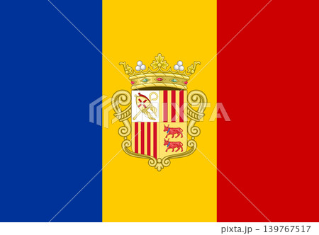 Illustration of Historical Tricolor Flag of Andorra Used From 1939 to 1949 139767517