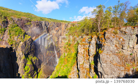 Voringsfossen waterfall with rainbow, Norway Voringsfossen waterfall with rainbow, Norway 139768030