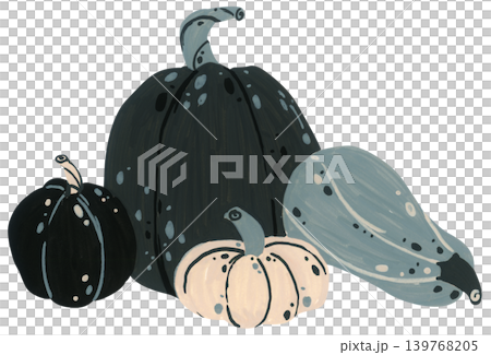 Black and white pumpkin hand drawn illustration, autumn squash gourd with leaves botanical, spooky Halloween harvest decor. Black and white pumpkin hand drawn illustration, autumn squash gourd with leaves botanical, spooky Halloween harvest decor. 139768205