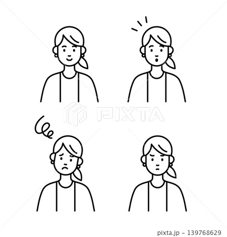 女性の表情イラストセット 139768629