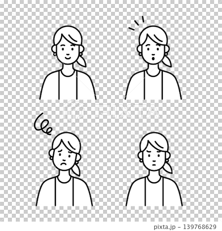 女性の表情イラストセット 139768629
