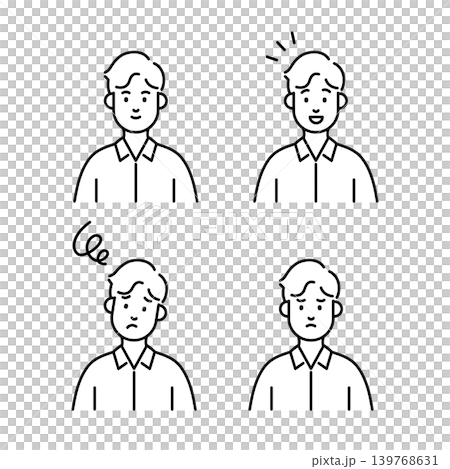 Male facial expression illustration set Male facial expression illustration set 139768631