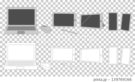 パソコン・タブレット・スマートフォンのシンプルイラスト 139769166