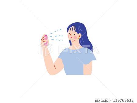 ミスト化粧水を使う女性のイラスト 139769635