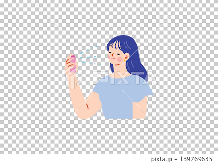 ミスト化粧水を使う女性のイラスト 139769635