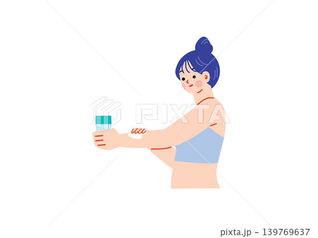 日焼け止めを塗る女性のイラスト 139769637