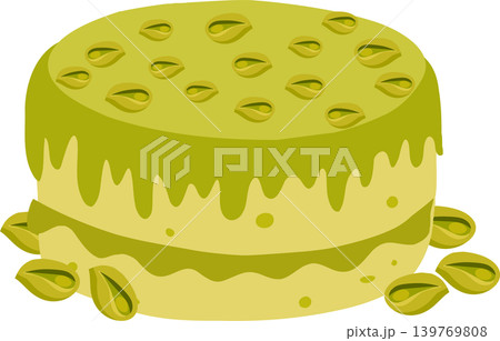 Green Pistachio Cake Cartoon Bakery Illustration For Menu Sticker And Food Design Green Pistachio Cake Cartoon Bakery Illustration For Menu Sticker And Food Design 139769808