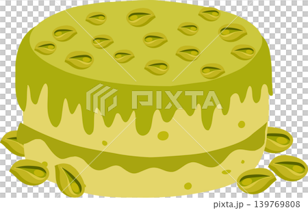 Green Pistachio Cake Cartoon Bakery Illustration For Menu Sticker And Food Design Green Pistachio Cake Cartoon Bakery Illustration For Menu Sticker And Food Design 139769808