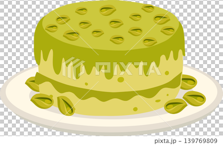 green pistachio cake with nuts on a plate green pistachio cake with nuts on a plate 139769809