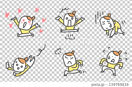 手描きのかわいい女性の喜怒哀楽セット オーバーリアクション 手描きのかわいい女性の喜怒哀楽セット オーバーリアクション 139769816
