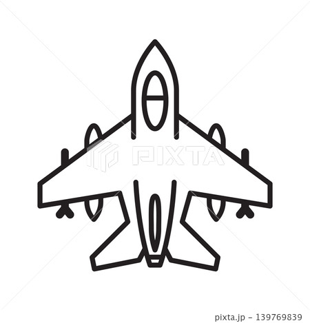 Military fighter jet airplane top view outline icon vector illustration 139769839