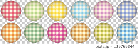 Colorful gingham check pattern round icon set Colorful gingham check pattern round icon set 139769844