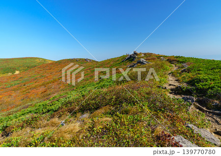 紅葉の栗駒山 神の絨毯と呼ばれる絶景登山風景 139770780