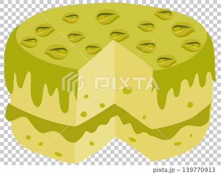 green pistachio dessert cake with creamy layers and nut topping green pistachio dessert cake with creamy layers and nut topping 139770913