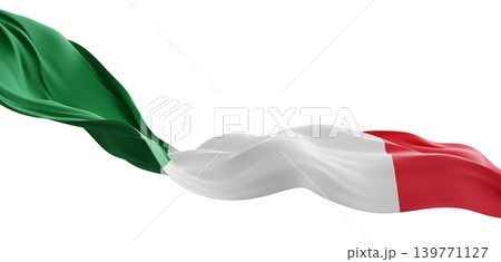 Italian flag flowing isolated on white background with luxury fabric texture and copy space 3D render 139771127