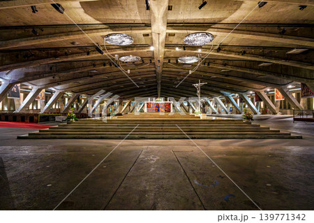 Interior of the Basilica of Saint Pius X in Lourdes, France 139771342