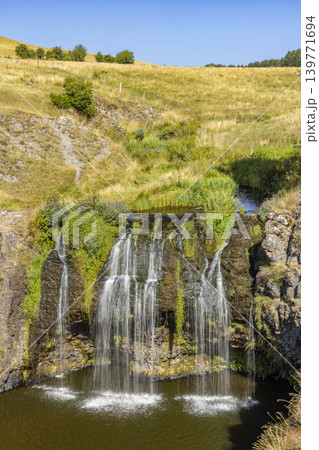 Waterfall Cascade des Veyrines near Allanche in French highlands, Auvergne, Cantal, France Waterfall Cascade des Veyrines near Allanche in French highlands, Auvergne, Cantal, France 139771694