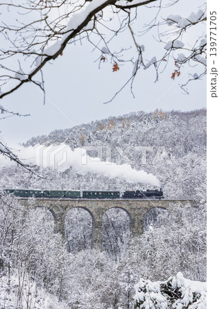Steam locomotive on Zampach bridge near Jilove u Prahy, Central Bohemia, Czech Republic Steam locomotive on Zampach bridge near Jilove u Prahy, Central Bohemia, Czech Republic 139771705