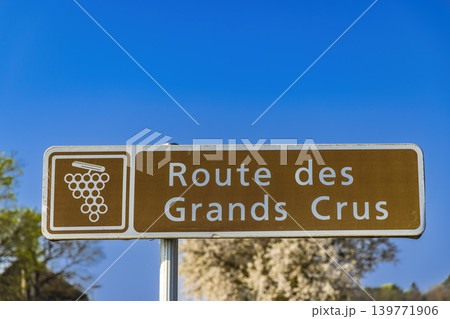 Wine road (Route des Grands Crus) near Gevrey-Chambertin, Burgundy, France 139771906