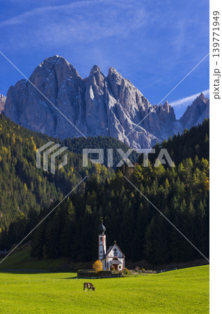 Beautiful landscape of Italian dolomites near Santa Magdalena, South Tyrol, Italy Beautiful landscape of Italian dolomites near Santa Magdalena, South Tyrol, Italy 139771949