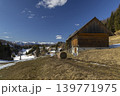 Typical wooden log cabins in Gorjuse, Triglavski national park, Slovenia 139771975