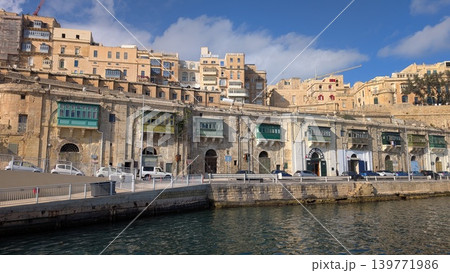 Townscape at the coastline of the port in Valletta taken from a ferry Townscape at the coastline of the port in Valletta taken from a ferry 139771986