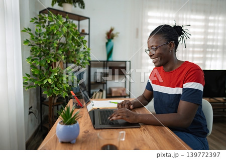 Working from home fosters creativity and productivity in a cozy space Working from home fosters creativity and productivity in a cozy space 139772397