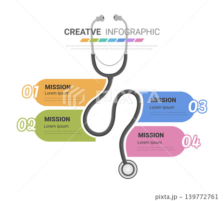 Professional Stethoscope Medical Timeline 4 Option Milestone Tracker Illustration 139772761