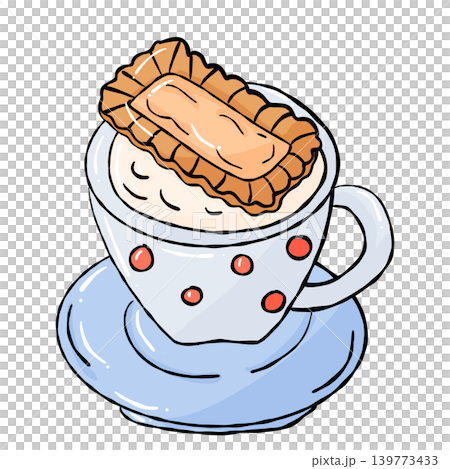 Cozy Sweet food illustration, Hand draw cocoa cup treat doodle line 139773433