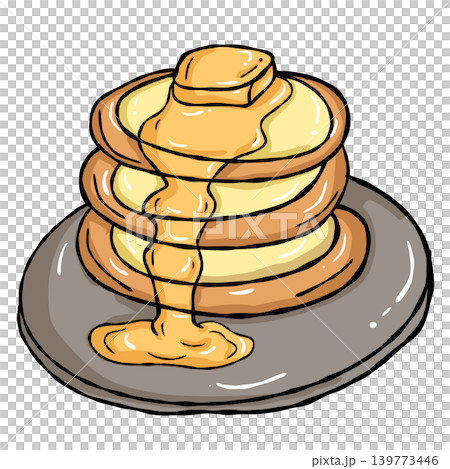 Cozy Sweet food illustration, Hand draw pancake syrup butter on plate doodle line Cozy Sweet food illustration, Hand draw pancake syrup butter on plate doodle line 139773446