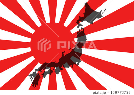 十六条旭日旗と日本列島 139773755